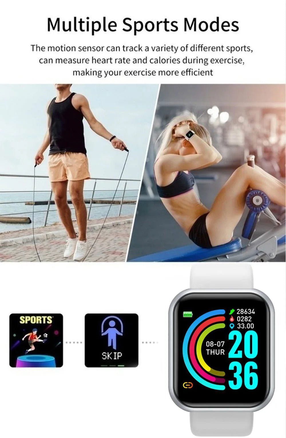 女性・男性向けスマートウォッチ 腕時計 Bluetooth接続 音楽再生 フィットネス スポーツブレスレット 睡眠モニター デジタルウォッチ