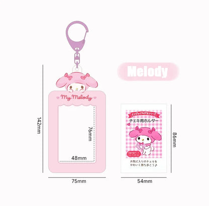 Sanrio Card Holder Hello Kitty Cinnamoroll Kuromi My Melody Photo Card Keychain Kawaii Bag Kpop Style Pendant Student Gift Toys
