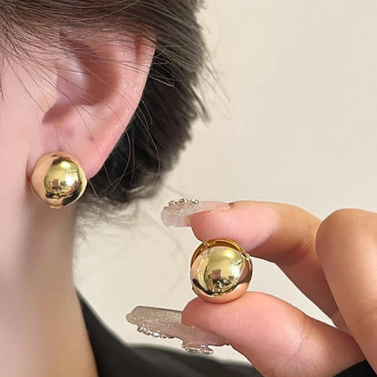Women's Girls European Style Punk Fashion Geometric 18K Plated Ball round Stud Earrings Party Accessory
