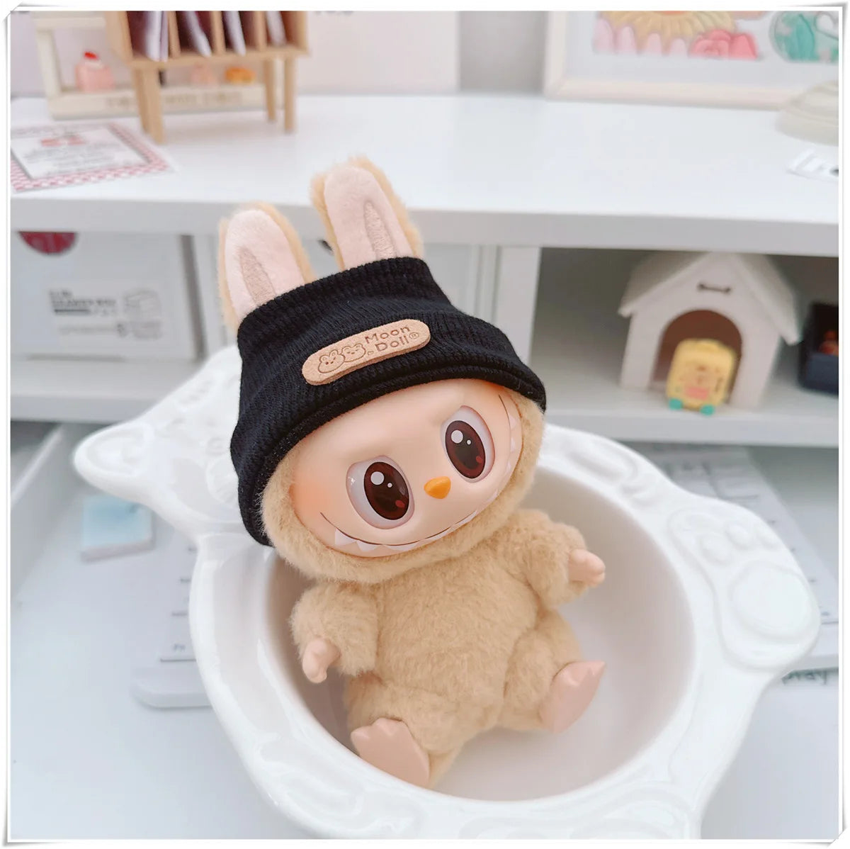 17cm Labubuベア カジュアルジャケット ドール服 - Pullip、Blythe、OB11、BJD用かわいいぬいぐるみアウター、カワイイテディコート