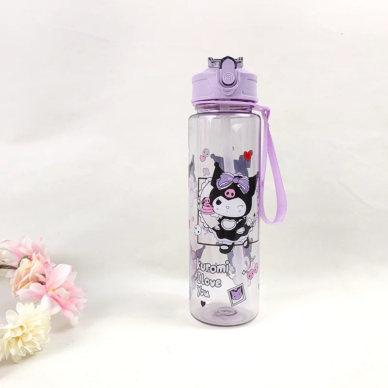 800ML MINISO Kuromi My Melody Hello Kitty ウォーターカップ 女の子用 カートゥーンアニメ 軽量 アウトドアスポーツ用 新作カワイイ