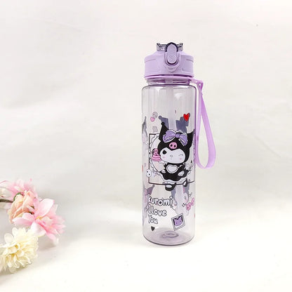 800ML MINISO Kuromi My Melody Hello Kitty ウォーターカップ 女の子用 カートゥーンアニメ 軽量 アウトドアスポーツ用 新作カワイイ