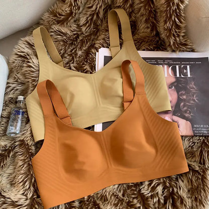 Large Breasts Show Small Underwear for Women with Ultra-thin Markless Rabbit Ears Large Size Secondary Breasts Anti-sagging Bra