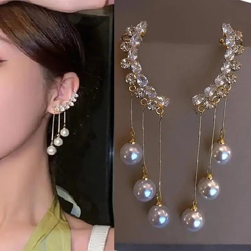 925 Silver Needle Blue Purple Butterfly Long Tassel Earrings For Women Jewelry 2025 Trending New Korean Crystal Drop Earrings