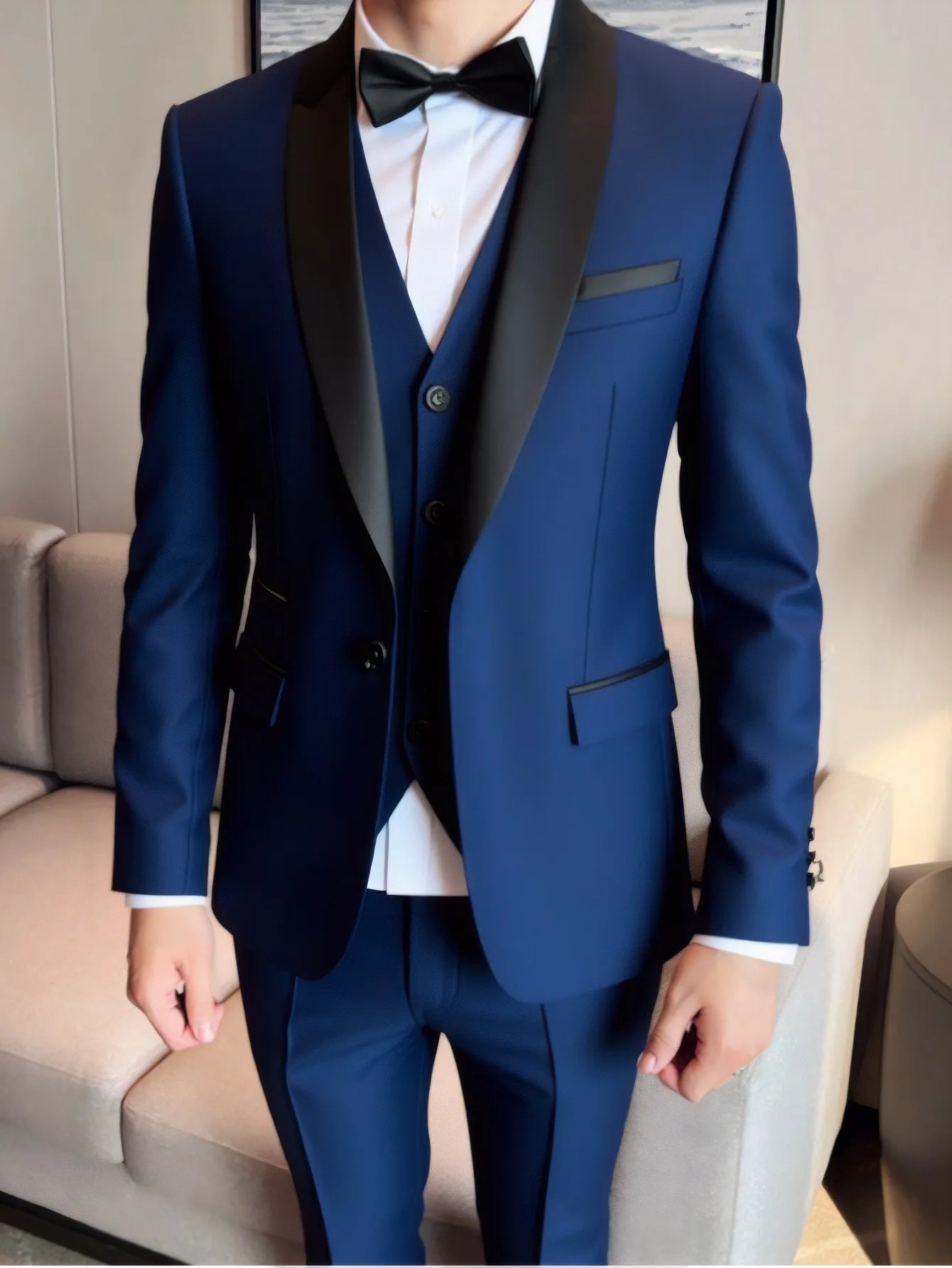 3 Piece Suit Jacket Vest Trousers/Fashion Men's Casual High Quality Business Slim Groom Wedding Formal Suit Jacket Trousers