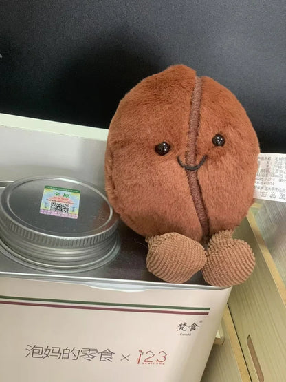 Jellycat コーヒー豆バッグペンダント 漫画ぬいぐるみ 笑顔のコーヒーフードぬいぐるみ かわいいキーチェーン ソフトドール 誕生日プレゼント 女の子