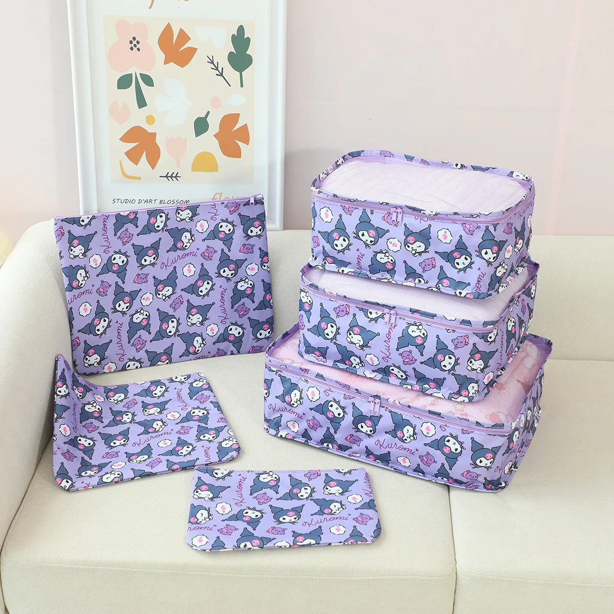 6pcs Sanrio Hello Kitty Storage Box Cartoon Kuromi Waterproof Travel Storage Bag Underwear Shoes Storage Organizing Bag