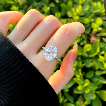 COSYA 8CT 10*14mm Oval Cut Full Moissanite Ring S925 Silver Sparkling D Lab Diamond Wedding Band For Women Luxury Fine Jewelry