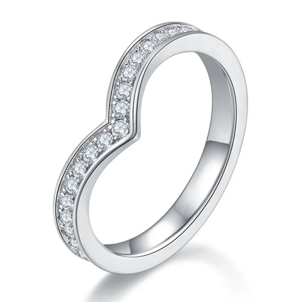 1.5mm Full Moissanite Rings for Women Eternity Wedding Band S925 Sterling Silver D Color Channel Set Lab Diamond Fine Jewelry