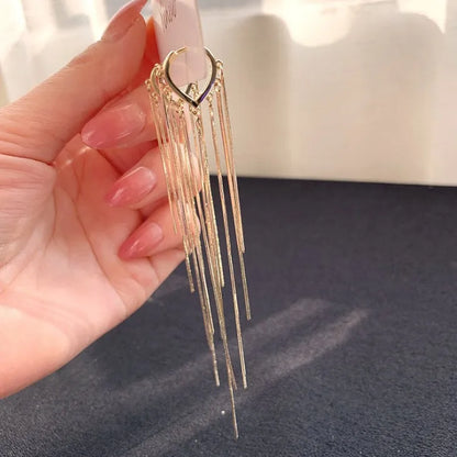 925 Silver Needle Korean Fashion Long Chain Tassel Earrings For Women Metal Earing Jewelry 2025 Trending Women's Drop Earrings