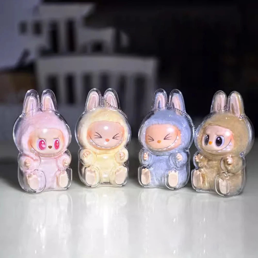 Labubuアクセサリー 透明保護カバー ぬいぐるみカバー Labubu I II ドールディスプレイバッグ ミニポータブル収納ボックス