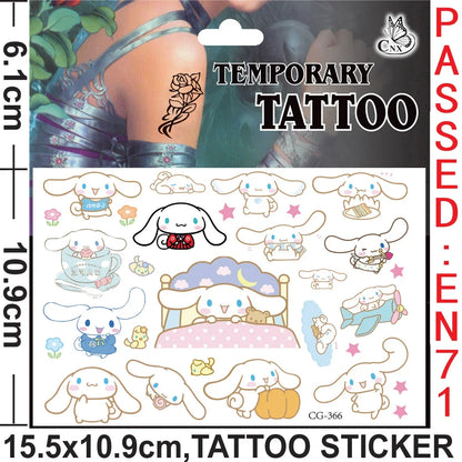 Sanrio series Tattoo Stickers Waterproof Cute Sticker Anime Birthday Party Supplies Decoration For Kids Women Men Gift