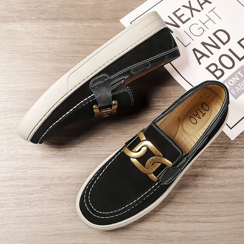 Black Loafers Shoes For Men Luxury Slip-on Shoes Men Unisex Breathable Casual Leather Shoes Man Driving Shoes Zapatos Hombre