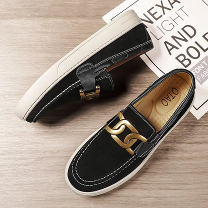 Black Loafers Shoes For Men Luxury Slip-on Shoes Men Unisex Breathable Casual Leather Shoes Man Driving Shoes Zapatos Hombre