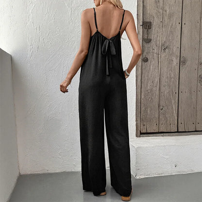 Season Sleeveless Jumpsuit Casual RuffleWide Leg Jumpsuit