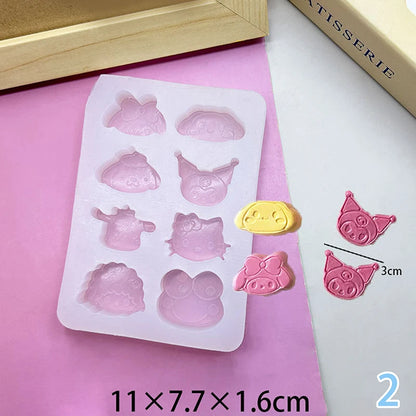 Sanrio Hello Kitty Silicone Mold Anime Kuromi Cinnamoroll My Melody Summer Jelly Ice Chocolate Food Grade Jelly Silicone Mold