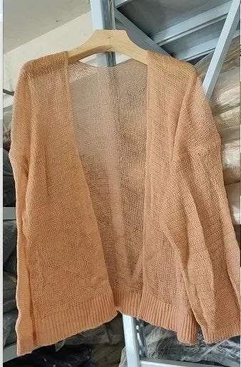 Women's Y2K Korean Cropped Cardigan - Loose Knit Summer Cover-Up for Beach Outfits & Casual Layers