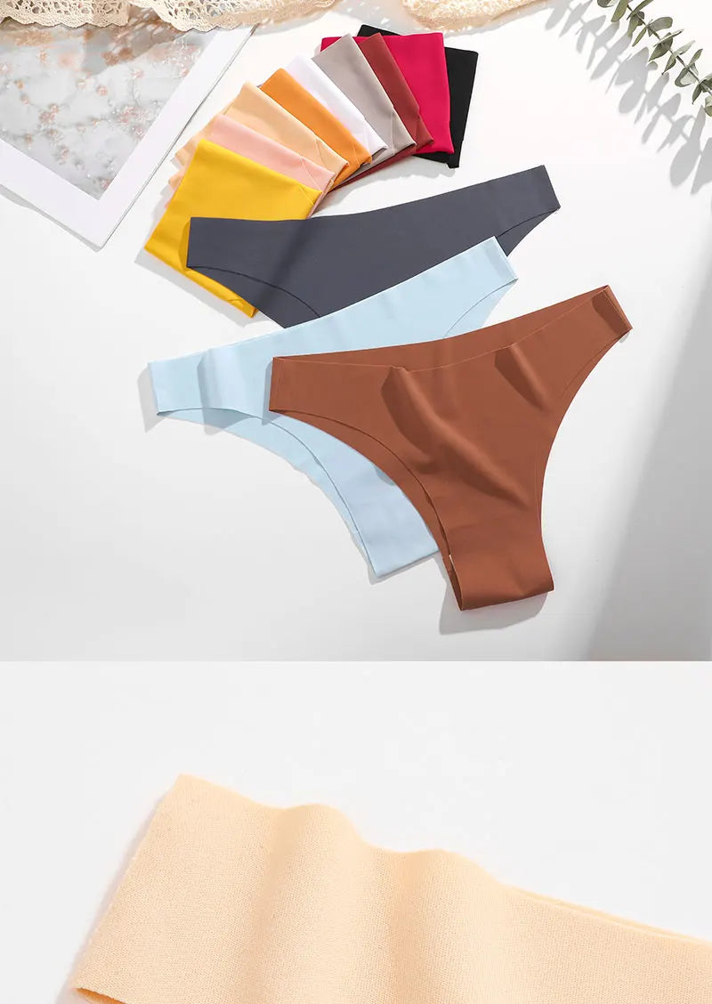 FINETOO 6Pcs/Set Ice Silk Seamless Underwear Low Waisted Brazilian Pants Breathable High Elasticity Lingerie Intimates Panties