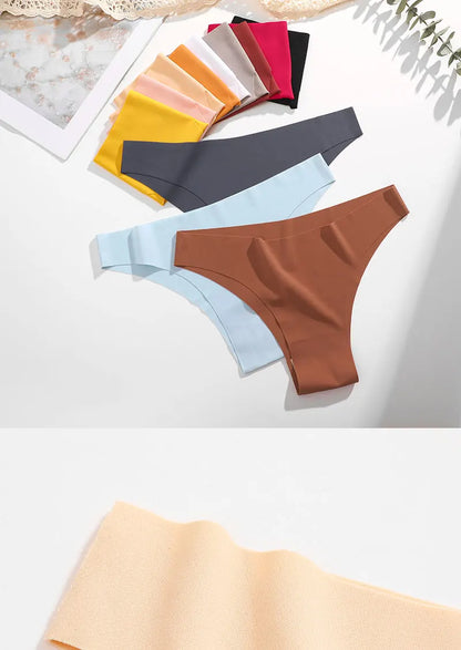 FINETOO 6Pcs/Set Ice Silk Seamless Underwear Low Waisted Brazilian Pants Breathable High Elasticity Lingerie Intimates Panties