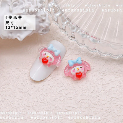 50Pcs Nail Charms Set - Oversized 3D Kuromi & Pochacco Resin Decor for Bold Kawaii Nail Art