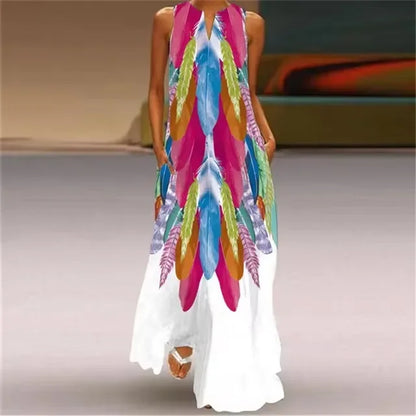 Spring Summer Long Dress Womens Long Casual Party Dresses Women Clothing Casual A-Line Printing V-Neck Pockets Maxi Dress Autumn
