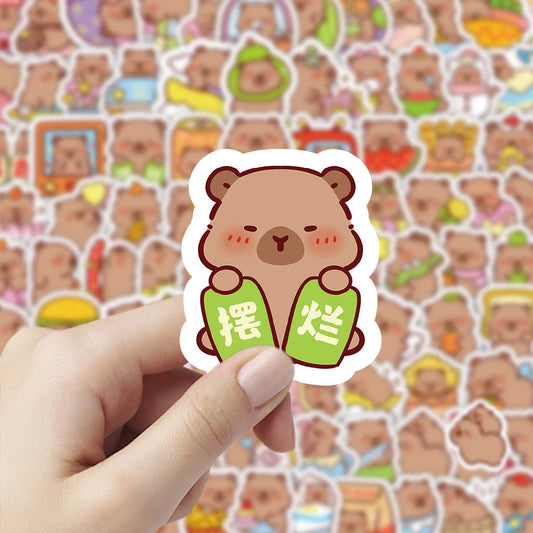 10/30/50/100pcs Cute Funny Capybara MEME Stickers Kawaii Animal Decal Decoration DIY Notebook Laptop Luggage PVC Sticker for Kid