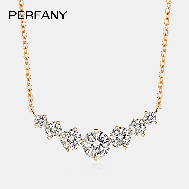 PERFANY All Moissanite Necklace for Women S925 Pure Silver Smile Sparkling Diamond Pendant Fashion Luxury Jewelry Party Gift