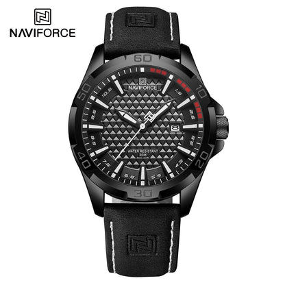 NAVIFORCEブランド メンズファッションクォーツ腕時計 男性用レザーストラップ スポーツ 防水腕時計 カレンダー時計 レロジオマスキュリーノ