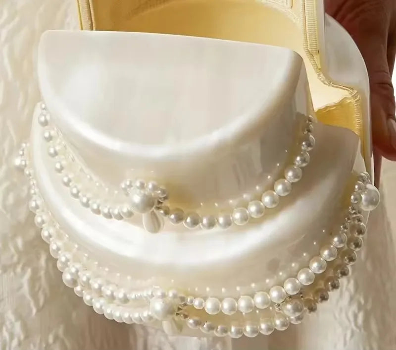 Cake shape clutch bag acrylic pearl color Evening dinner party purse Bag beaded box handbag