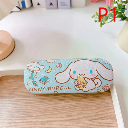 Cartoon Stitch Hello Kitty Glasses Case Children Students Anti Drop Glasses Storage Box Princess Series Pattern Protective Case