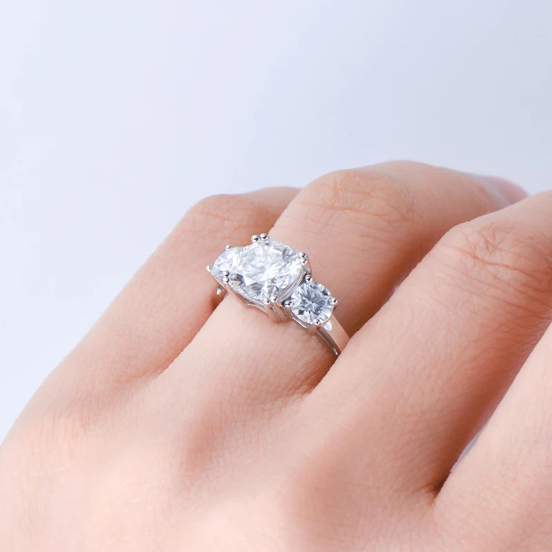 RAPRGOLD GRA Certified All Moissanite Rings for Women Original 925 Sterling Silver Ring Wedding Band Fine Jewelry Gifts Anillos
