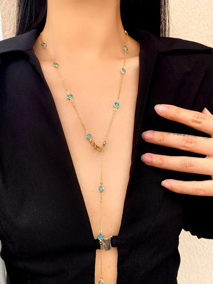 Bohemian Long Y-Shaped Necklaces for Women Y2K Metal Clavicle Chain Gold Color Choker Holiday Party Jewelry Necklace Gift Collar