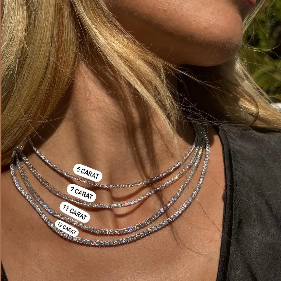 Tennis Necklace HPHT CVD Lab Grown Diamond DEF VS-VVS 2mm-5mm Each Stackable In Platinum 950 Necklace Gift Dainty For Lady