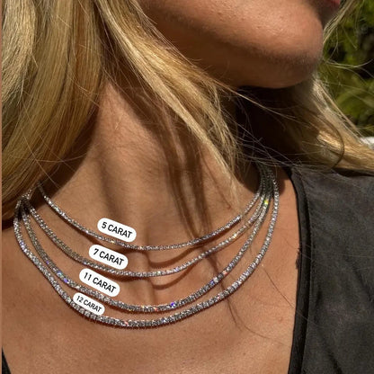 Tennis Necklace HPHT CVD Lab Grown Diamond DEF VS-VVS 2mm-5mm Each Stackable In Platinum 950 Necklace Gift Dainty For Lady