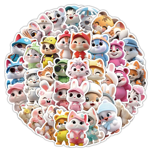 10/30/63PCS Kawaii Animal Stickers Cute Meme Sticker DIY Luggage Laptop Phone Guitar Car Bike Skateboard Cartoon Decals Kids Toy