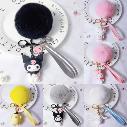 Cartoon Kuromi Sanrio Keychain Cute MelodyHello Kitty Cinnamoroll Doll Pendant Decoration Keyring Jewelry Girl&Child Gifts Toy