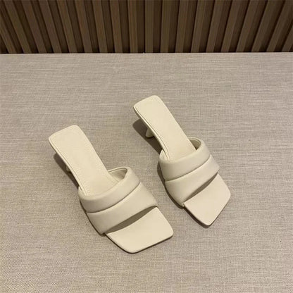 Women's Slippers New  Women's Summer Wear Fashion Open-toed Square Flip-flops Women's High Heels Sandals Women zapatos de mujer