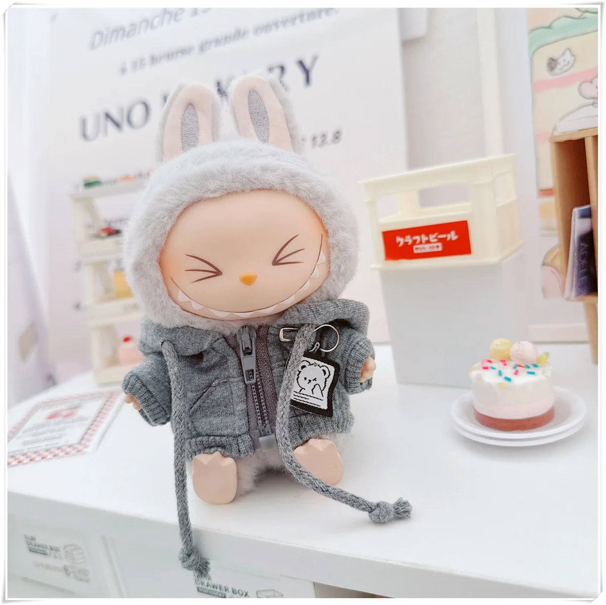 17cm Labubuベア カジュアルジャケット ドール服 - Pullip、Blythe、OB11、BJD用かわいいぬいぐるみアウター、カワイイテディコート