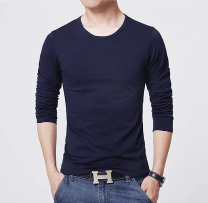 2025 MRMT 新品 メンズ Tシャツ 長袖 スリム メンズ Tシャツ 若者向け 純色 トップス Tシャツ Oネック 男性 ボーイズ Tシャツ