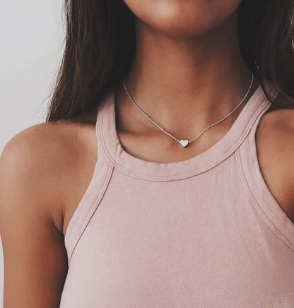 Fashion Small Heart Pendant Necklaces for Women Party Exquisite Collar Chain Golden Silver Color Chokers Necklace Jewelry Gift