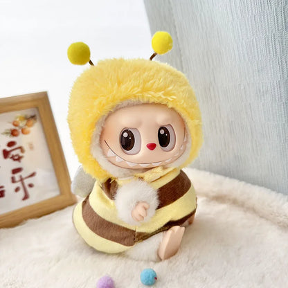 Labubu ドール服 ペンギン サメ ハチ 恐竜 ワンジー - 17cm プーリップ ブライス OB11 BJD用 かわいい動物ジャンプスーツ