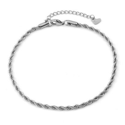 Stainless Steel Link Chain Anklet Silver Color For Women Beach Foot Leg Chain Ankle Bracelets Jewelry Gift 23.5cm long, 1 Piece