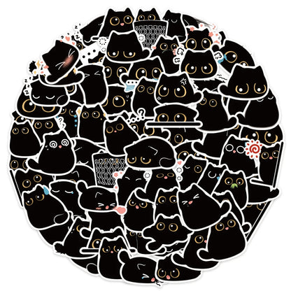 10/20/40/80PCS Black Cat Cute Kawaii Stickers Vintage For DIY Notebook Scrapbooking Motorcycle Laptop Luggage Graffiti Decals