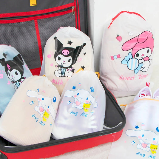 4pcs/set Sanrio Storage Bag Kuromi Closet Organizer Cute Home Travel Portable Bag Waterproof Pocket Clothing Classified Draw Bag
