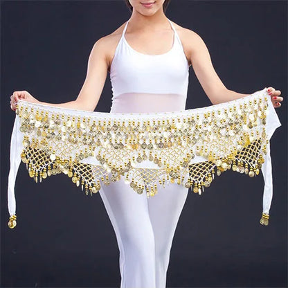 New Style Top Selling Belly Dance Waist Chain Hip Scarf Bellydance Coins Belt Dancing Waist Belt Dancer's Accessories