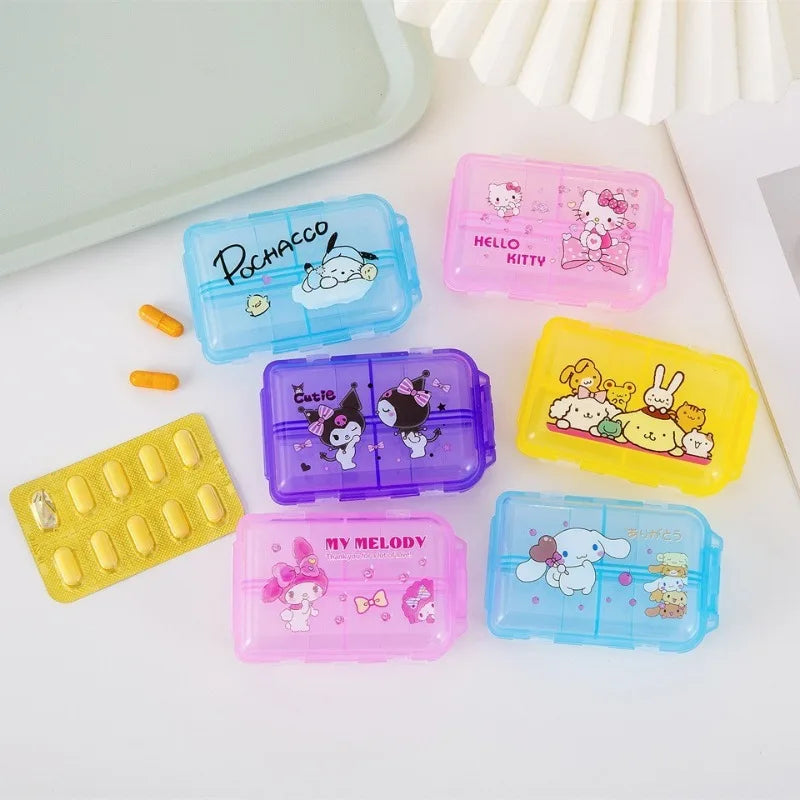 Fashion niche travel mini storage pill box Sanrio cartoon portable portable medicine box medicine sealed dispensing box