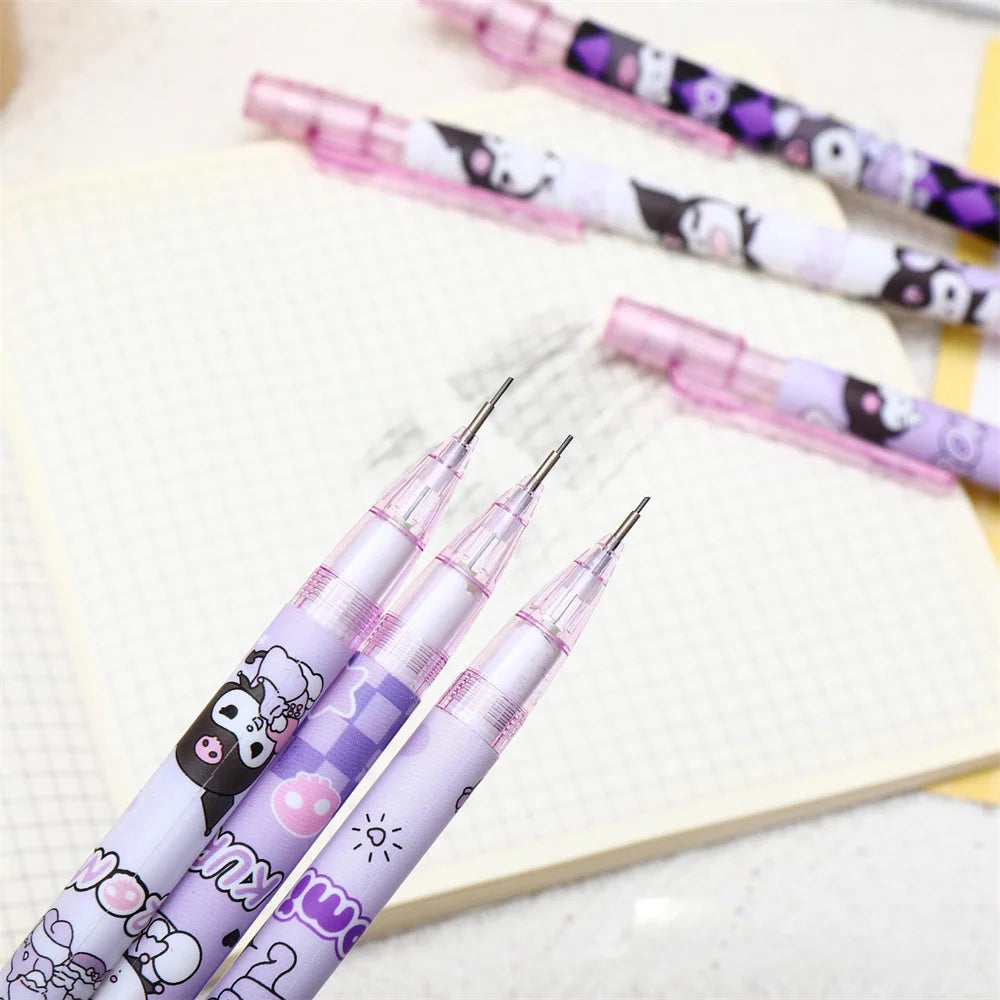 6pcs/set Sanrio Cartoon Cute Kuromi MyMelody 0.5mm 2B Automatic Pencil Students Art Drawing Pencil with Lead Stationery Supplies