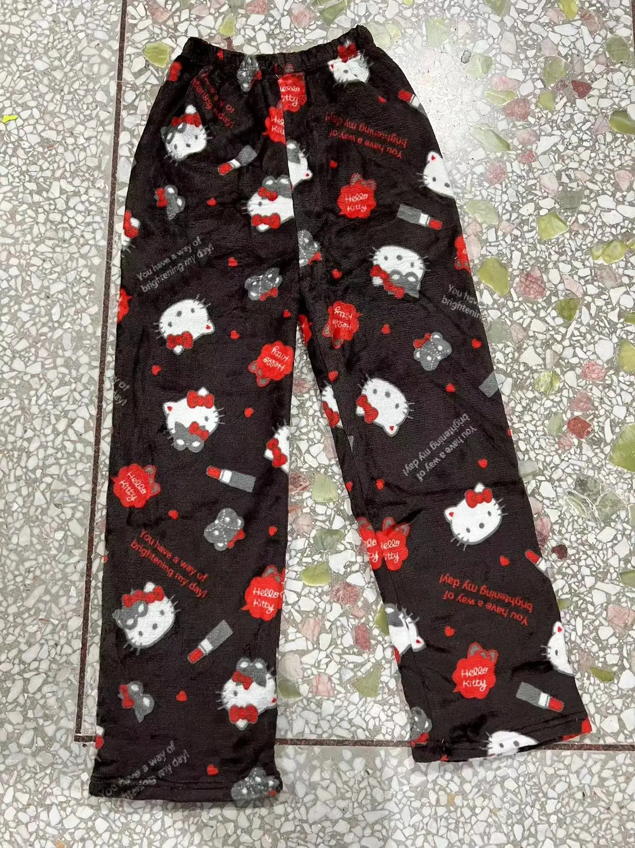Kawaii Hello Kitty Christmas Velvet Pajamas, Anime and Cartoon Kuromi Autumn and Winter Loose Casual Warm Couple Home Clothes