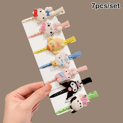 2/3/7pc Sanrio Hello Kitty Hairpin Pin Anime Cartoon Kuromi Cinnamoroll My Melody Barrettes Kawaii Hair Accessories Holiday Gift