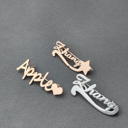 2022 Personalized Custom Women Name Brooch Stainless Steel Nameplate Lapel Badges Fashion Temperament Jewelry Best Gifts
